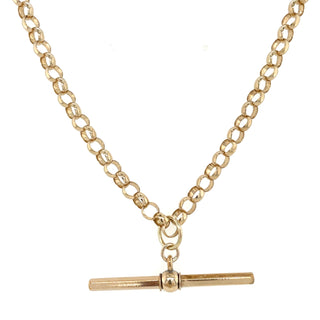 Vintage 9ct Yellow Gold Round Belcher Chain With T-Bar
