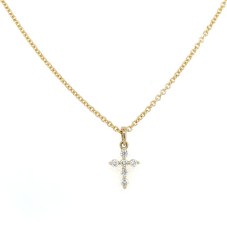 9ct Yellow Gold Petite Earth Grown Diamond Cross Pendant