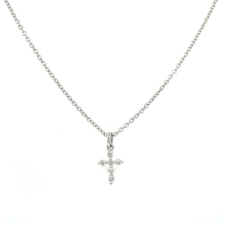 9ct White Gold Petite Earth Grown Diamond Cross Pendant