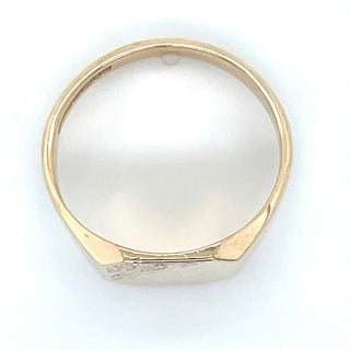 Vintage 9ct Yellow Gold Half Engraved Square Signet Ring