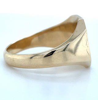 Vintage 9ct Yellow Gold Half Engraved Square Signet Ring