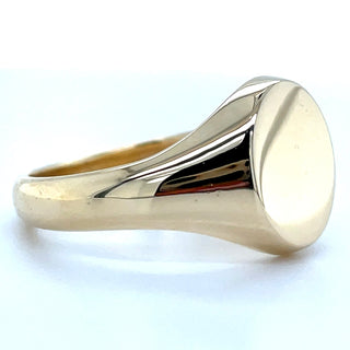 Vintage 9ct Yellow Gold Gents Polished Oval Signet Ring