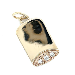 Vintage 9ct Yellow Gold Solid Pendant with Three Diamonds