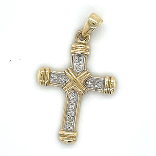 Vintage 9ct Yellow Gold Intricate Diamond Set Pendant