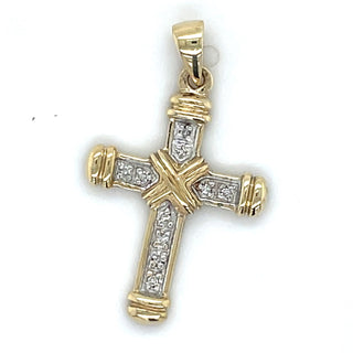 Vintage 9ct Yellow Gold Intricate Diamond Set Pendant