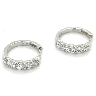 9ct White Gold Round Tapered 1.04ct Laboratory Grown Diamond Hoop Earrings