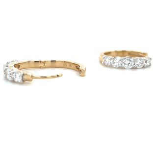 9ct Yellow Gold Round Tapered Laboratory Grown Diamond Hoop Earrings