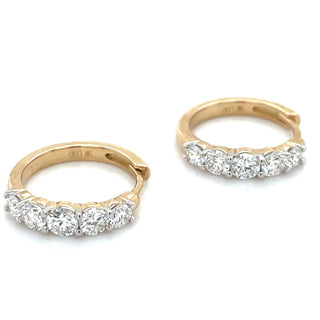 9ct Yellow Gold Round Tapered Laboratory Grown Diamond Hoop Earrings