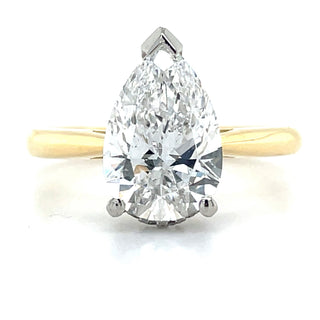 Elvira - 18ct Yellow Gold 2.12ct Laboratory Grown Pear Solitaire Diamond Engagement Ring with Hidden Halo