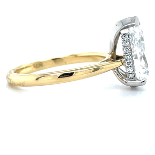 Elvira - 18ct Yellow Gold 2.12ct Laboratory Grown Pear Solitaire Diamond Engagement Ring with Hidden Halo