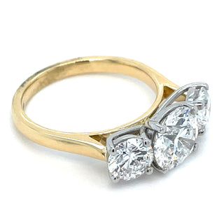 Abilene - 18ct Yellow Gold 3.02ct Laboratory Grown Three Stone Round Diamond Engagement Ring