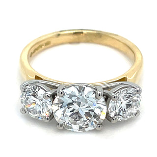Abilene - 18ct Yellow Gold 3.02ct Laboratory Grown Three Stone Round Diamond Engagement Ring
