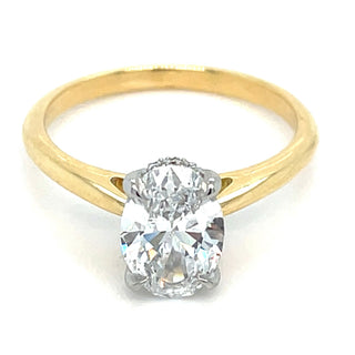 Celia - 18ct Yellow Gold 1.38ct Laboratory Grown Oval Solitaire Engagement Ring with Hidden Halo