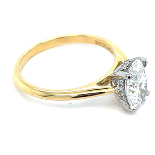 Celia - 18ct Yellow Gold 1.38ct Laboratory Grown Oval Solitaire Engagement Ring with Hidden Halo