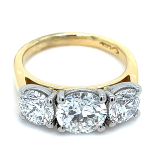 Delphine - 18ct Yellow Gold 3.04ct Laboratory Grown Three Stone Round Diamond Engagement Ring