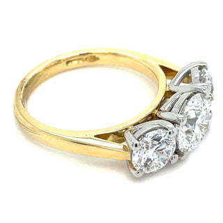 Delphine - 18ct Yellow Gold 3.04ct Laboratory Grown Three Stone Round Diamond Engagement Ring