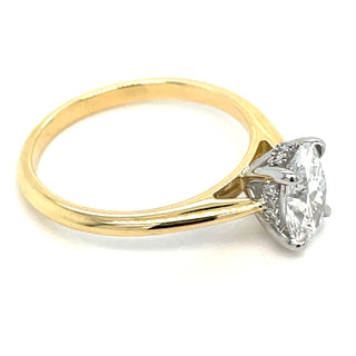 Celia - 18ct Yellow Gold 1.10 Laboratory Grown Oval Solitaire Engagement Ring with Hidden Halo