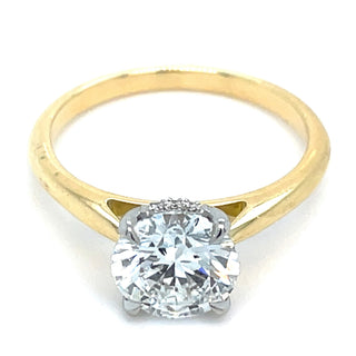 Octavia - 18ct Yellow Gold 1.61ct Laboratory Grown Round Brilliant Solitaire Engagement Ring with Hidden Halo