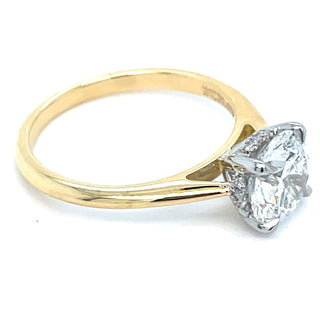 Octavia - 18ct Yellow Gold 1.61ct Laboratory Grown Round Brilliant Solitaire Engagement Ring with Hidden Halo