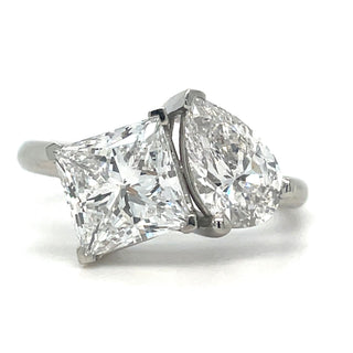 Indigo - Platinum 3ct Laboratory Grown Princess and Pear Diamond Ring