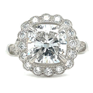 Harper - Platinum 3.02ct Laboratory Grown Cushion Cut with Halo