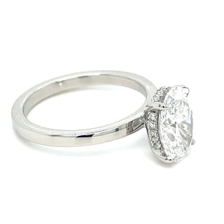 Valeria - Platinum 2.11ct Laboratory Grown Oval Solitaire with Hidden Halo