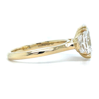 Juliette - 18ct Yellow Gold 3.10ct Oval Laboratory Grown Diamond ring with Half Moon Side Stones