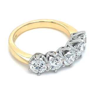 18ct Yellow Gold 2.09ct Round Brilliant Five Stone Laboratory Grown Diamond Ring