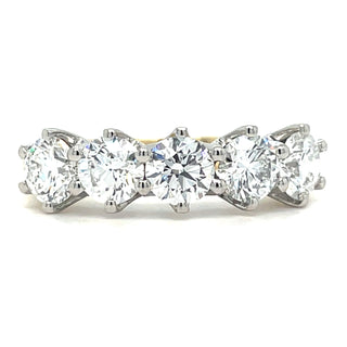 18ct Yellow Gold 2.04ct Round Brilliant Five Stone Laboratory Grown Diamond Ring