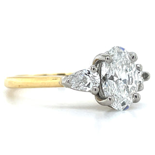 Daniela - 18ct Yellow Gold Laboratory Grown 1.75ct Pear And Oval Three Stone Diamond Ring