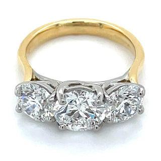 Rosie - 18ct Yellow Gold 3.65ct Laboratory Grown Round Brilliant Three Stone Diamond Ring