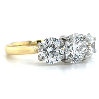 Rosie - 18ct Yellow Gold 3.65ct Laboratory Grown Round Brilliant Three Stone Diamond Ring
