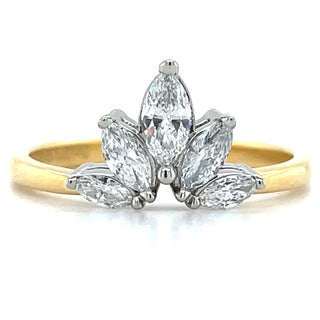18ct Yellow Gold Laboratory Grown Marquise Diamond Crown Ring