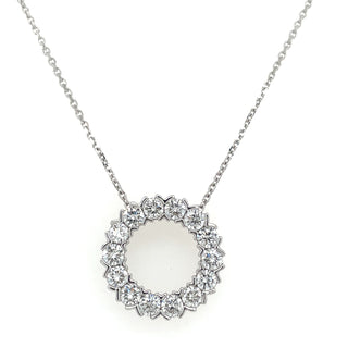 18ct White Gold Laboratory Grown 1.15ct Round Diamond Circle Pendant