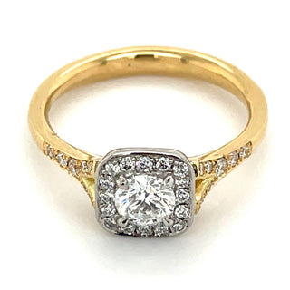Loretta - 18ct Yellow Gold Round Cut Halo Earth Grown Diamond Engagement Ring