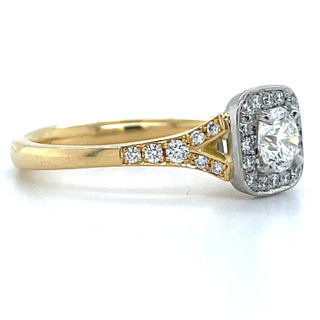 Loretta - 18ct Yellow Gold Round Cut Halo Earth Grown Diamond Engagement Ring