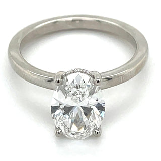 Verona - Platinum 2.17ct Laboratory Grown Oval Solitaire Engagement Ring With Hidden Halo