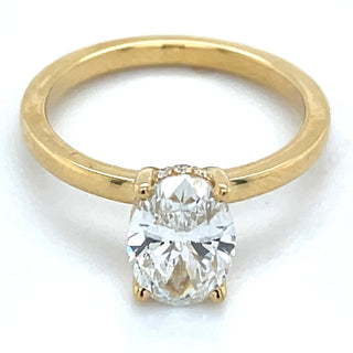 Millie - 18ct Yellow Gold 1.64ct Laboratory Grown Oval Solitaire Engagement Ring With Hidden Halo
