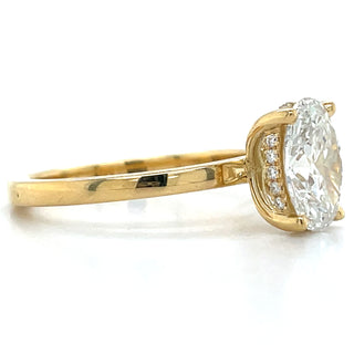 Millie - 18ct Yellow Gold 1.64ct Laboratory Grown Oval Solitaire Engagement Ring With Hidden Halo