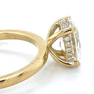 Millie - 18ct Yellow Gold 1.64ct Laboratory Grown Oval Solitaire Engagement Ring With Hidden Halo