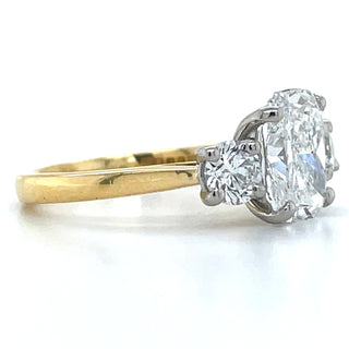 Vanessa - 18ct Yellow Gold Laboratory Grown 2.65ct Elongated Cushion Cut Diamond Engagement Ring With Round Side Stones