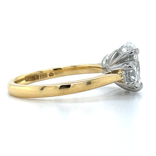 Vanessa - 18ct Yellow Gold Laboratory Grown 2.65ct Elongated Cushion Cut Diamond Engagement Ring With Round Side Stones