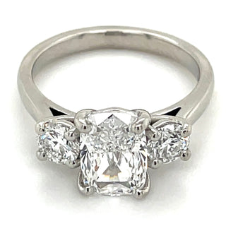 Verity - Platinum Laboratory Grown 2.63ct Elongated Cushion Cut Diamond Engagement Ring With Round Side Stones