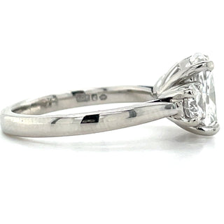 Verity - Platinum Laboratory Grown 2.63ct Elongated Cushion Cut Diamond Engagement Ring With Round Side Stones