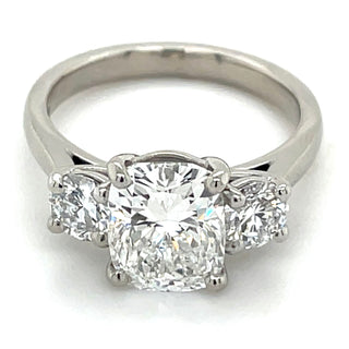 Verity - Platinum Laboratory Grown 2.71ct Elongated Cushion Cut Diamond Engagement Ring With Round Side Stones