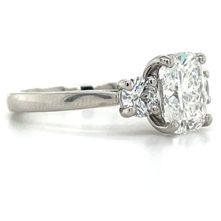 Verity - Platinum Laboratory Grown 2.71ct Elongated Cushion Cut Diamond Engagement Ring With Round Side Stones