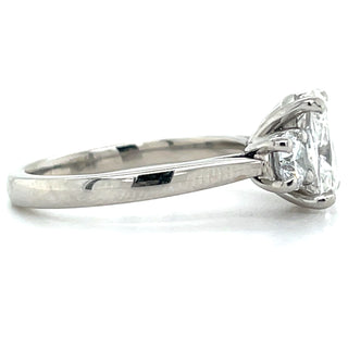 Verity - Platinum Laboratory Grown 2.71ct Elongated Cushion Cut Diamond Engagement Ring With Round Side Stones