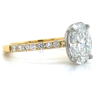 Ayla - 18ct Yellow Gold Laboratory Grown 2.01ct Oval Solitaire Engagement Ring With Castle Set Shoulders