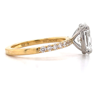 Ayla - 18ct Yellow Gold Laboratory Grown 2.01ct Oval Solitaire Engagement Ring With Castle Set Shoulders