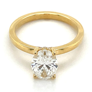 Millie - 18ct Yellow Gold 1.64ct Laboratory Grown Oval Solitaire Engagement Ring With Hidden Halo